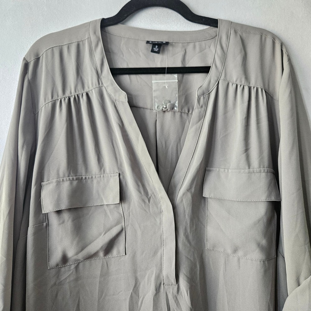 Torrid Harper Blouse Womens 3 Grey NWOT Pockets Professional Office Minimalist - Picture 7 of 11